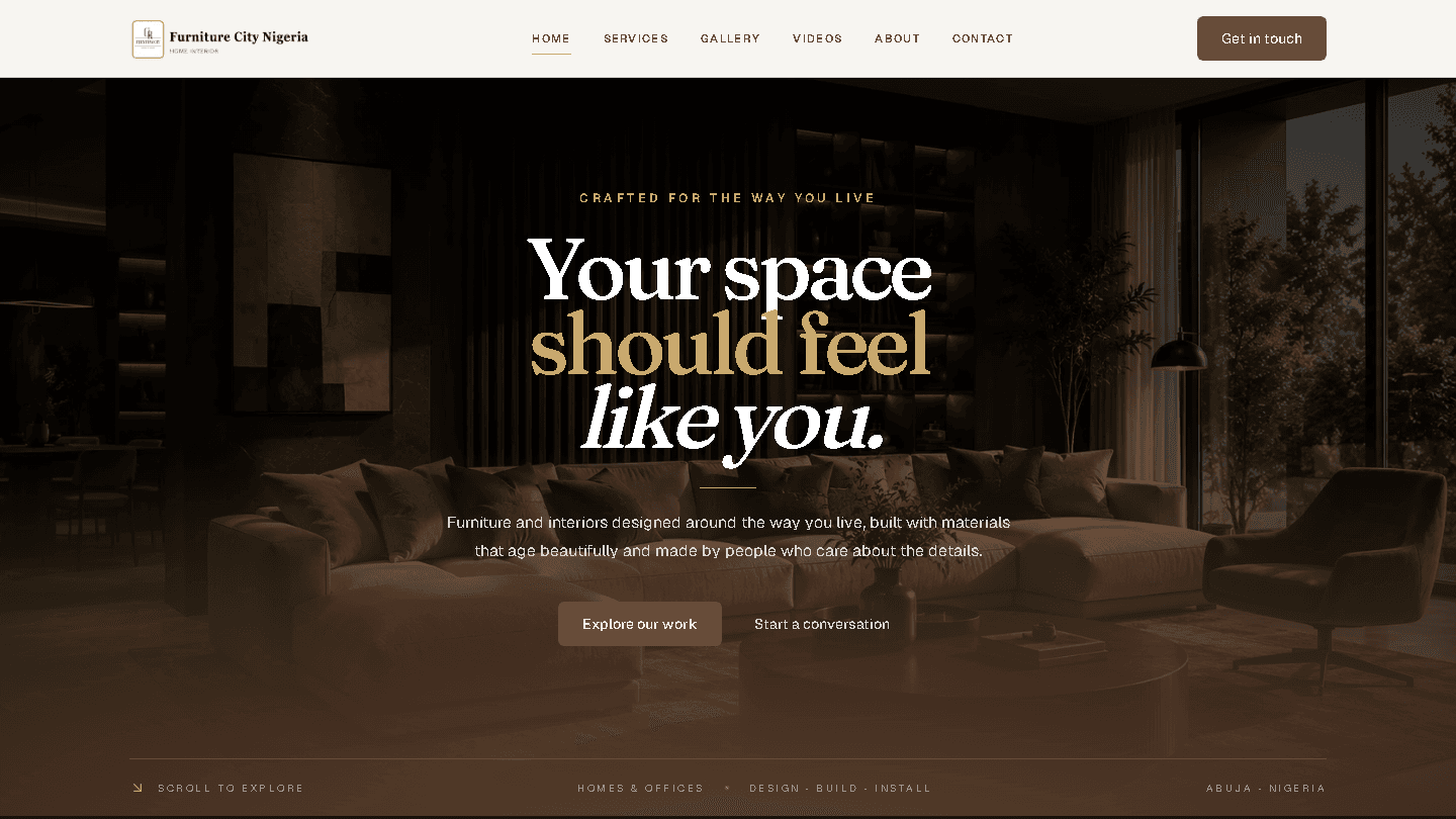 Furniture City Nigeria website homepage